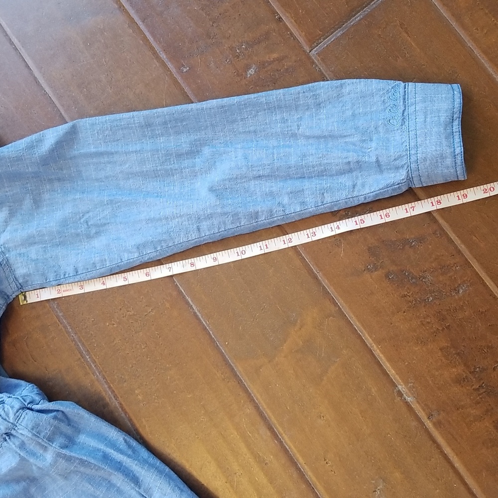 Cabela's Blue Denim Long Sleeve Chambray Shirt Dress Size Small Petite - Picture 10 of 12